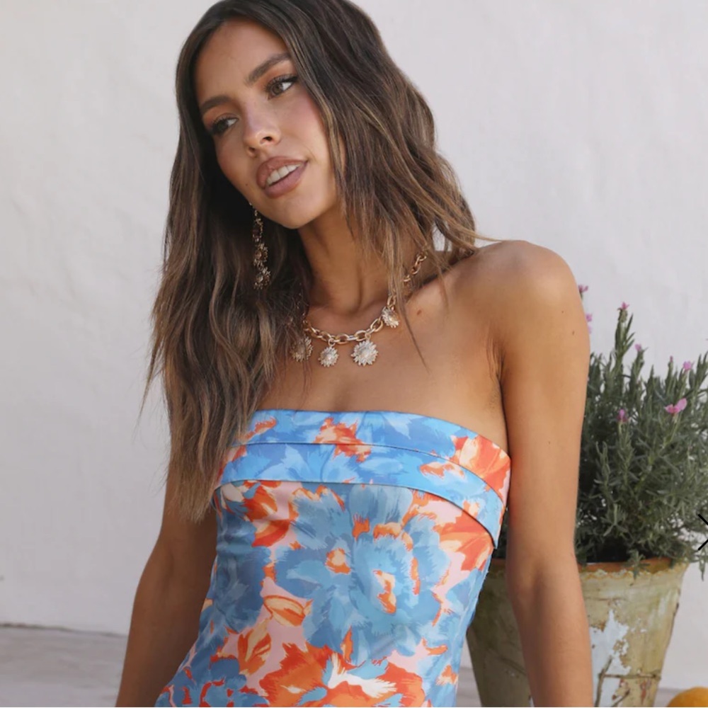 Hello Molly Blue and Orange Floral Maxi Dress - Picture 3 of 11